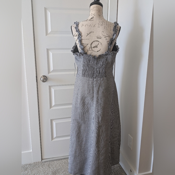 ANTONIO MELANI Black And White Gingham Maxi Dress with Ruffle Straps Size 12 - Picture 2 of 9